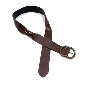 CANDIE's brown leather boho belt 44" long